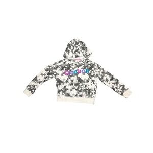 Reebok Kids Tie Dye Hoodie Gray White Pink Blue Logo Pocket Pullover